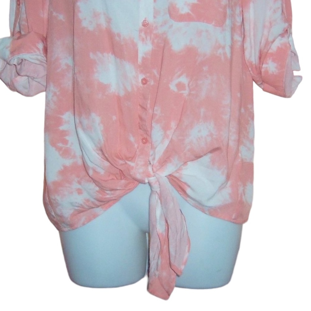 NWT Como Blu Tie Dye Pink Button Down Top Shirt - Women’s S/P - Picture 3 of 11